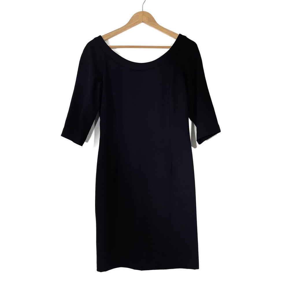 Abaete Women’s Size 6 Small Solid Black 3/4 Sleeve Zipper Back Sheath Dress New